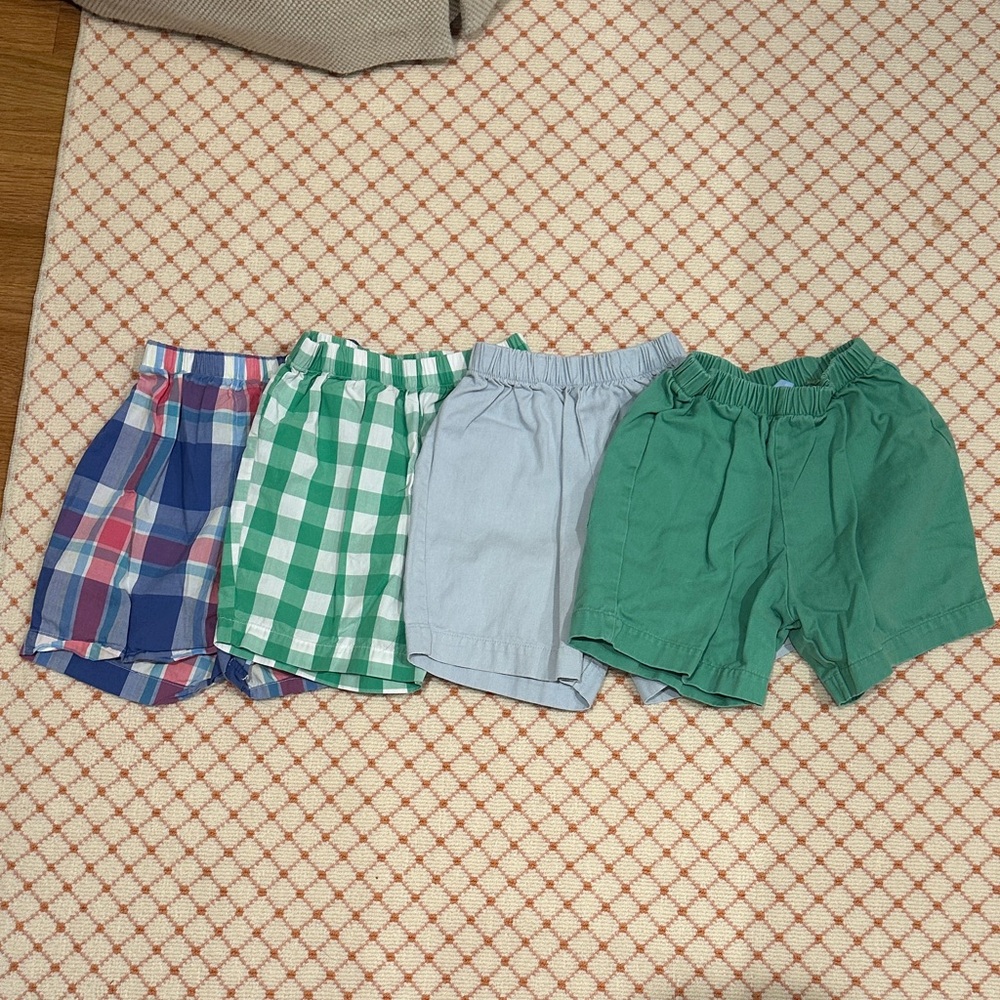 Set of Four Bella Bliss Shorts in Blue, Green, and Plaid size 4t